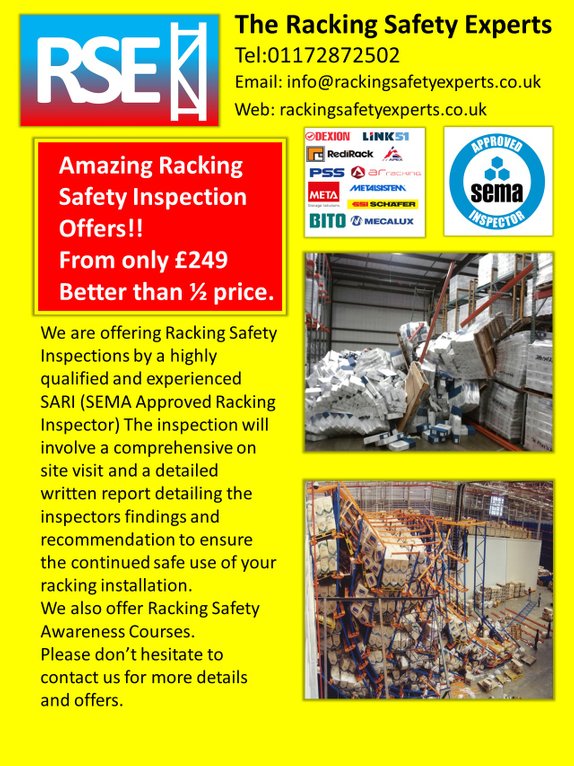 Amazingly priced SEMA Approved Racking Inspections